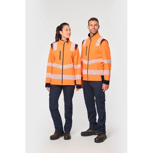 CHAQUETA SOFTSHELL DE SEGURIDAD RECICLADA CON MANGAS AMOVIBLES UNISEX