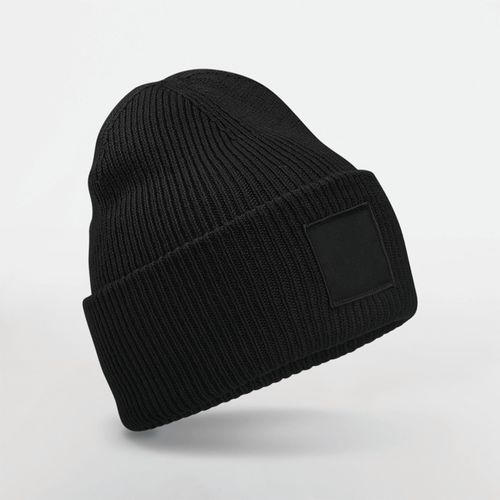 Bonnet à large revers avec patch ton sur ton