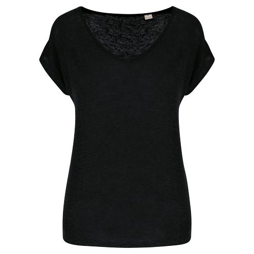 T-shirt col V en lin femme - 9