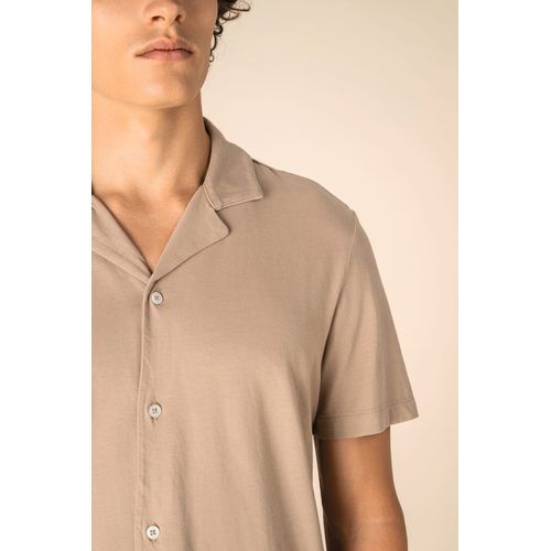 Chemise écoresponsable à col bowling délavée en jersey manches courtes homme - 5