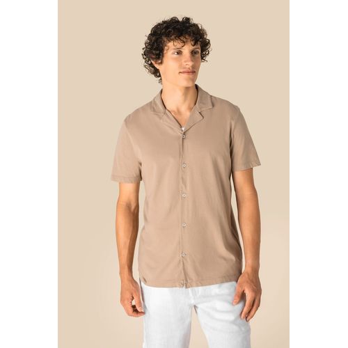 Chemise écoresponsable à col bowling délavée en jersey manches courtes homme - 1