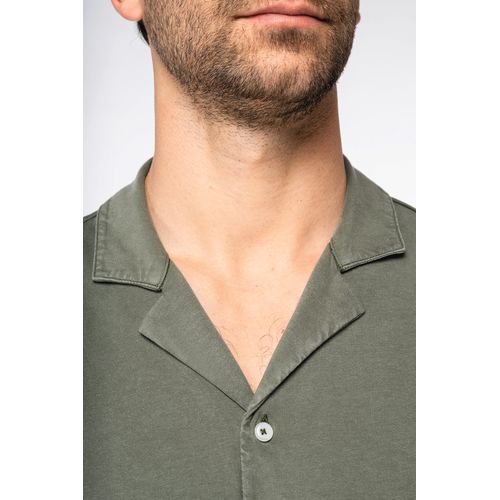 Chemise écoresponsable délavée en jersey manches courtes à col bowling homme - 5