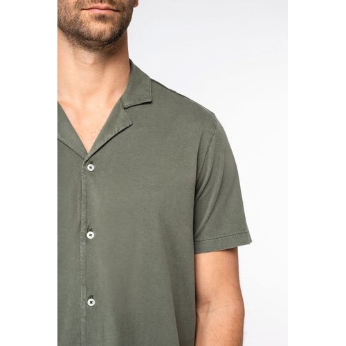 Chemise écoresponsable délavée en jersey manches courtes à col bowling homme - 4