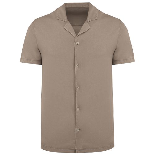 Chemise écoresponsable délavée en jersey manches courtes à col bowling homme - 8