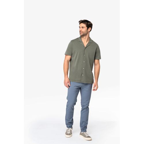 Chemise écoresponsable délavée en jersey manches courtes à col bowling homme - 2