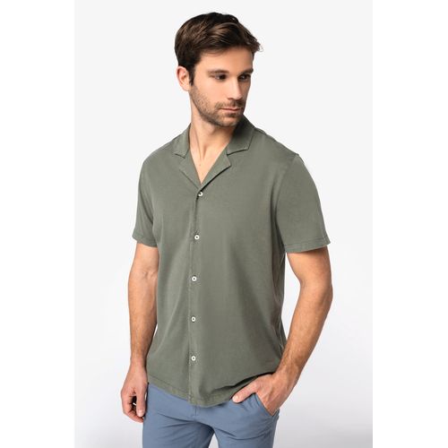 Chemise écoresponsable délavée en jersey manches courtes à col bowling homme - 3