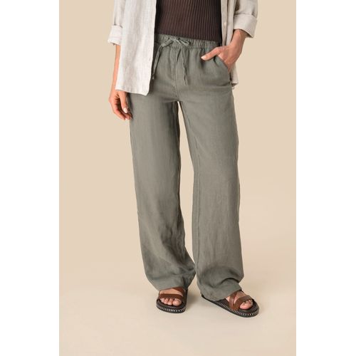 PANTALÓN EFECTO LAVADO DE LINO MUJER