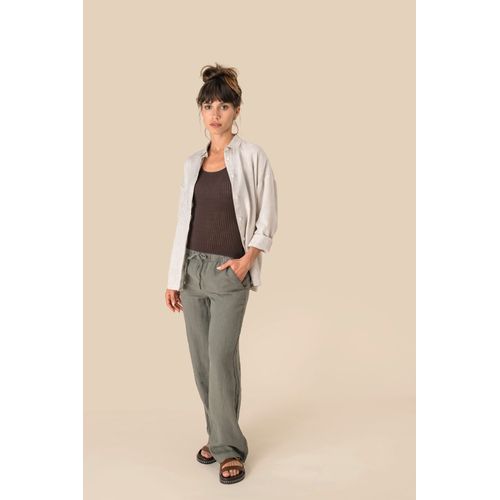 Pantalon délavé en lin femme - 4