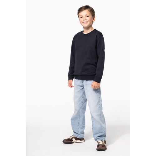 black Sudadera reciclada cuello redondo para niño