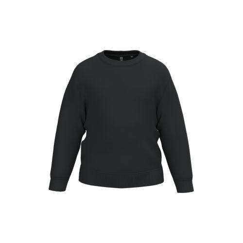 black Sudadera reciclada cuello redondo para niño
