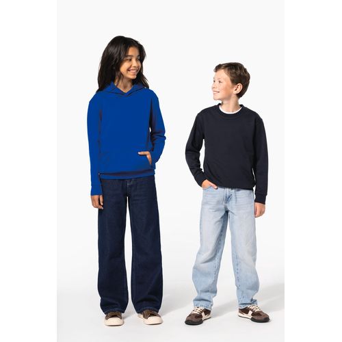 black Sudadera reciclada cuello redondo para niño