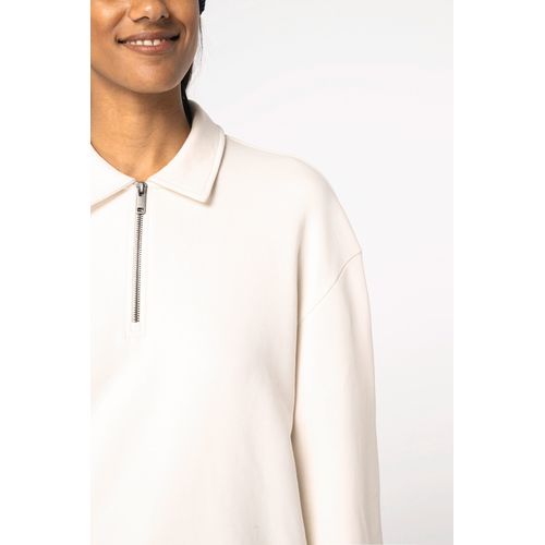 Sweat-shirt écoresponsable quart zip col polo à épaules tombantes unisexe