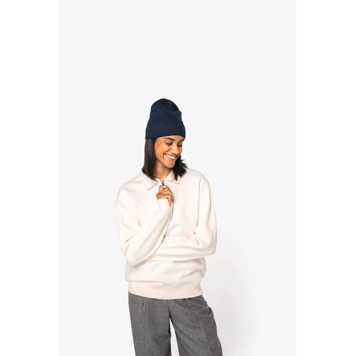 Sweat-shirt écoresponsable quart zip col polo à épaules tombantes unisexe