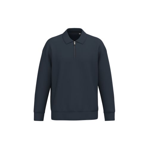 Sweat-shirt écoresponsable quart zip col polo à épaules tombantes unisexe
