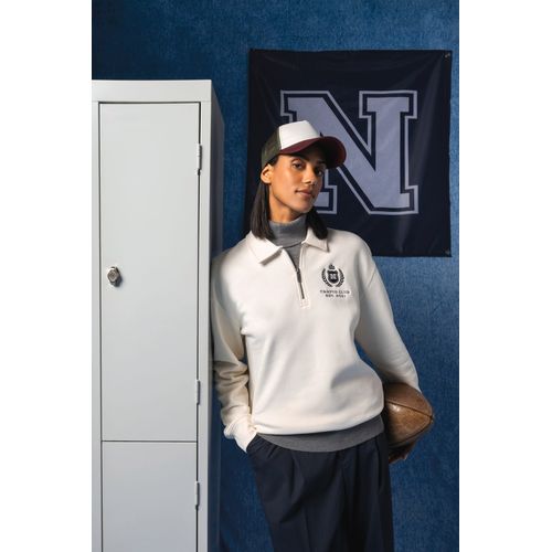 Sweat-shirt écoresponsable quart zip col polo à épaules tombantes unisexe