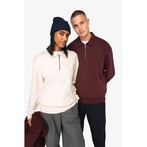 Sweat-shirt écoresponsable quart zip col polo à épaules tombantes unisexe - 1