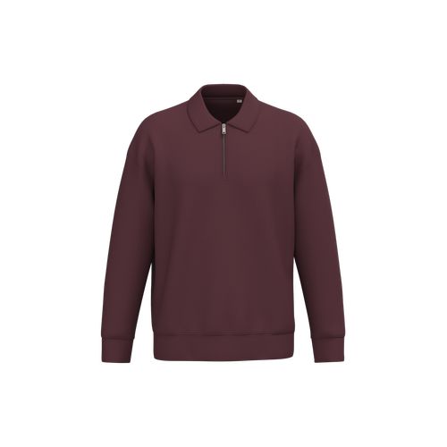 Sweat-shirt écoresponsable quart zip col polo à épaules tombantes unisexe
