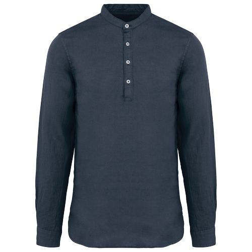 Chemise à col Mao délavée  en lin homme - 9