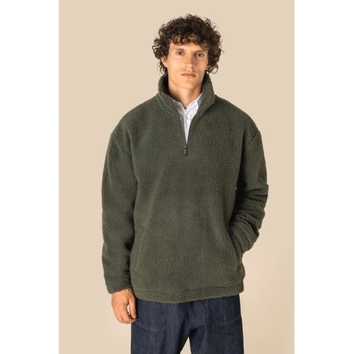 Sudadera de sherpa con 1/4 de cremallera y hombros caídos unisex
