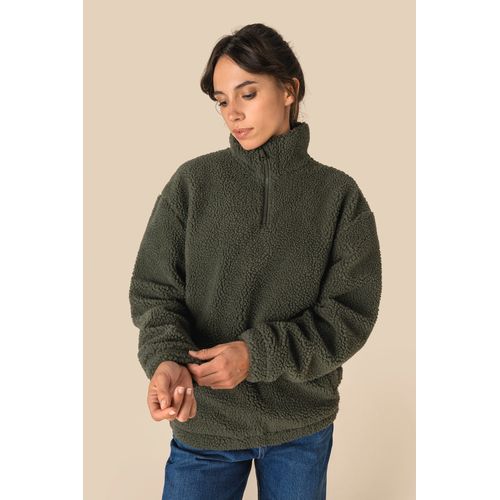 Sudadera de sherpa con 1/4 de cremallera y hombros caídos unisex