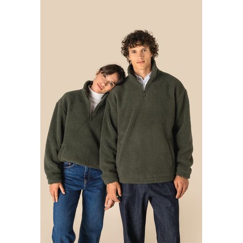 Sweat-shirt 1/4 zip à épaules tombantes en sherpa unisexe - 1