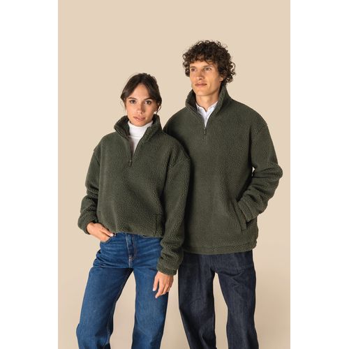 Sweat-shirt 1/4 zip à épaules tombantes en sherpa unisexe - 3