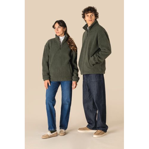 Sweat-shirt 1/4 zip à épaules tombantes en sherpa unisexe - 2