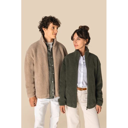 Sweat-shirt zippé à épaules tombantes en sherpa unisexe - 1