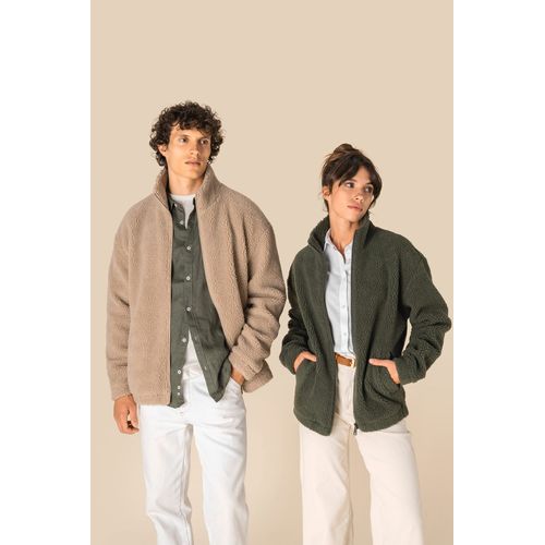 Sweat-shirt zippé à épaules tombantes en sherpa unisexe - 3