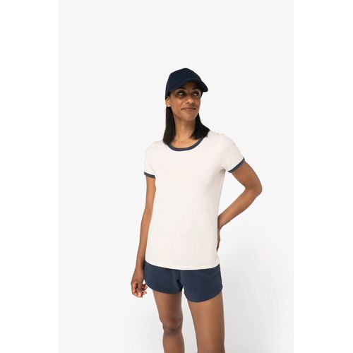 T-shirt ringer écoresponsable à bords contrastés effet délavé femme - 1