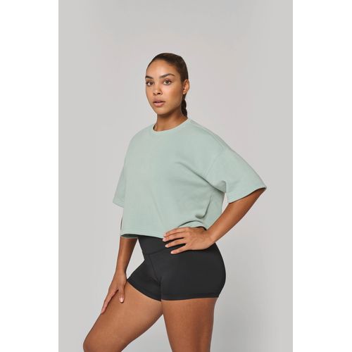 Sweat-shirt crop à manches courtes col rond femme - 1