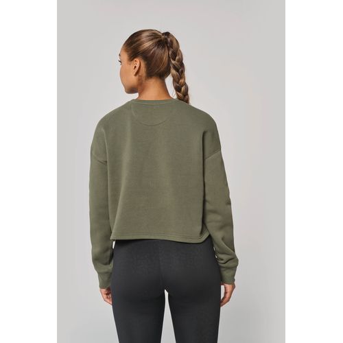 Sweat-shirt crop col rond femme - 2