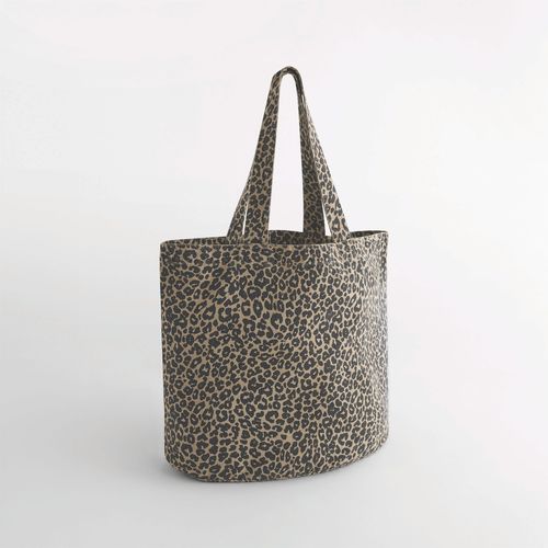Sac cabas en toile imprimé léopard - 1