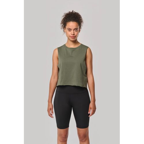 T-shirt crop sans manches femme