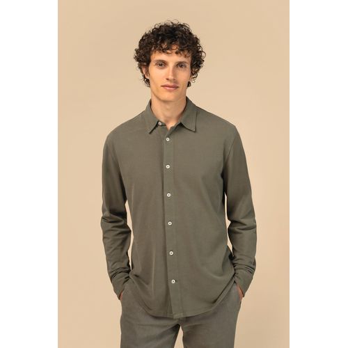 Chemise écoresponsable délavée en maille piquée homme