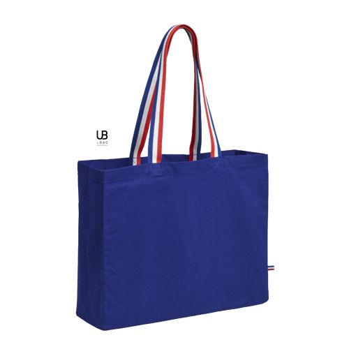 TOTE BAG 180GRS COTON ANSES BLEU/BLANC/ROUGE AVEC SOUFFLETS : HENRI