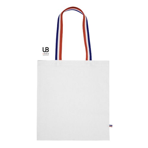 TOTE BAG 180GRS COTON ANSES BLEU/BLANC/ROUGE AVEC SOUFFLETS : HENRI