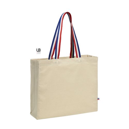 TOTE BAG 180GRS COTON ANSES BLEU/BLANC/ROUGE AVEC SOUFFLETS : HENRI - 1