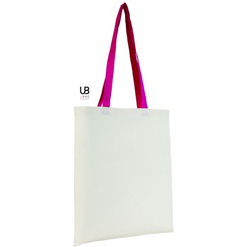 TOTE BAG 130GRS COTON AVEC ANSES DE COULEURS : ATLANTA