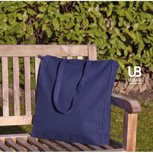 TOTE BAG 220 GRS COTON ZIPPÉ AVEC SOUFFLETS : BEL AIR