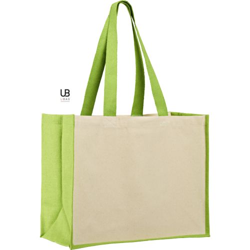 SAC SHOPPING 320GRS COTON AVEC SOUFFLETS EN JUTE : SUNSET