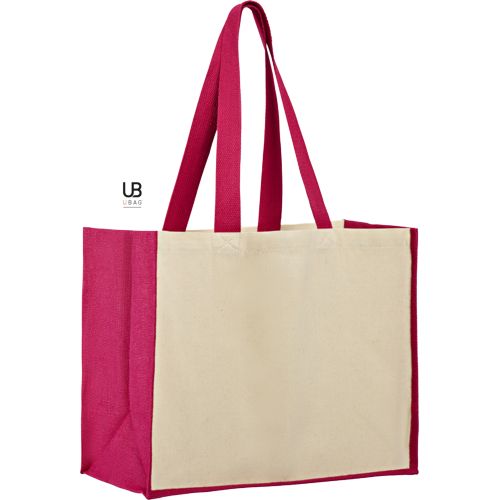 SAC SHOPPING 320GRS COTON AVEC SOUFFLETS EN JUTE : SUNSET