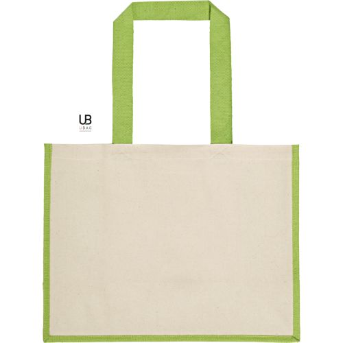 SAC SHOPPING 320GRS COTON AVEC SOUFFLETS EN JUTE : SUNSET