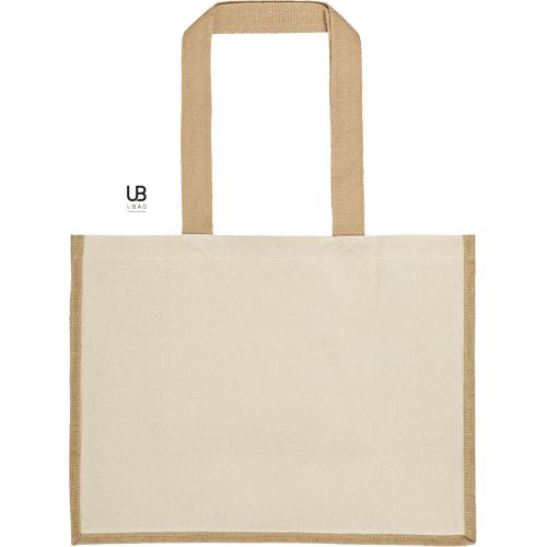 SAC SHOPPING 320GRS COTON AVEC SOUFFLETS EN JUTE : SUNSET