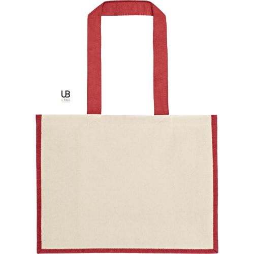 SAC SHOPPING 320GRS COTON AVEC SOUFFLETS EN JUTE : SUNSET