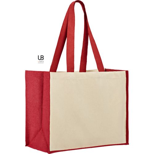SAC SHOPPING 320GRS COTON AVEC SOUFFLETS EN JUTE : SUNSET