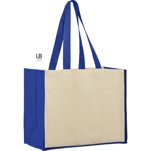 SAC SHOPPING 320GRS COTON AVEC SOUFFLETS EN JUTE : SUNSET