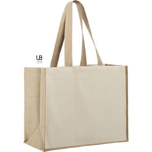 SAC SHOPPING 320GRS COTON AVEC SOUFFLETS EN JUTE : SUNSET