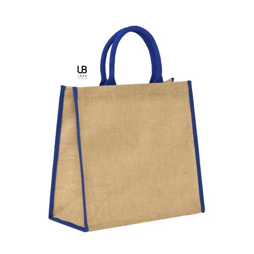 SAC SHOPPING EN JUTE AVEC ANSES ET PIPING COULEURS EN COTON : NAXOS