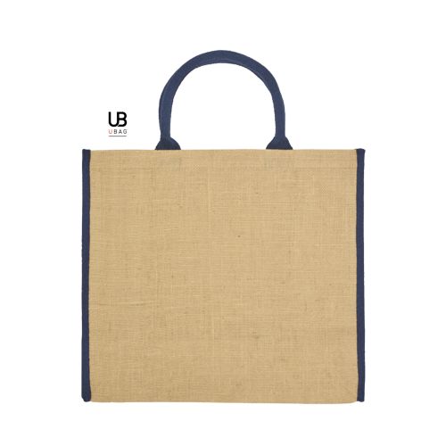 SAC SHOPPING EN JUTE AVEC ANSES ET PIPING COULEURS EN COTON : NAXOS